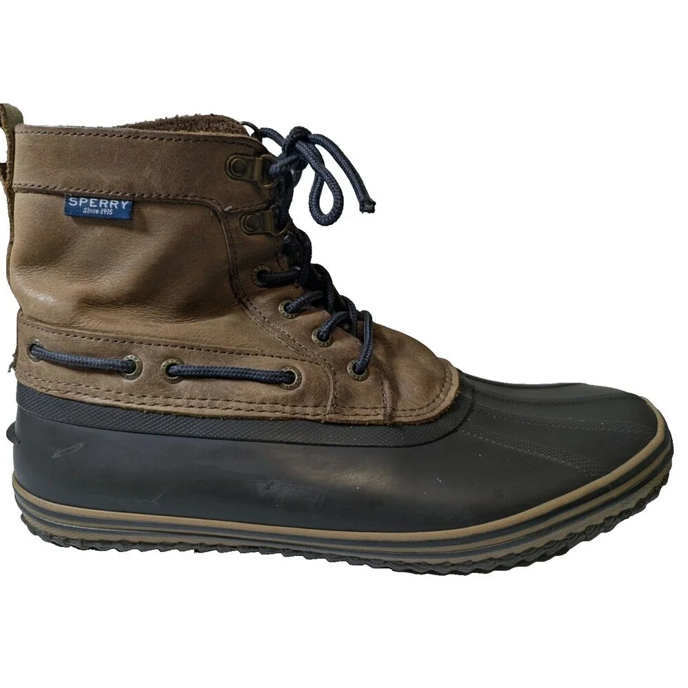 Sperry Avenue Men's Duck Boots Size 11.5 Brown Leather Waterproof Rain Winter